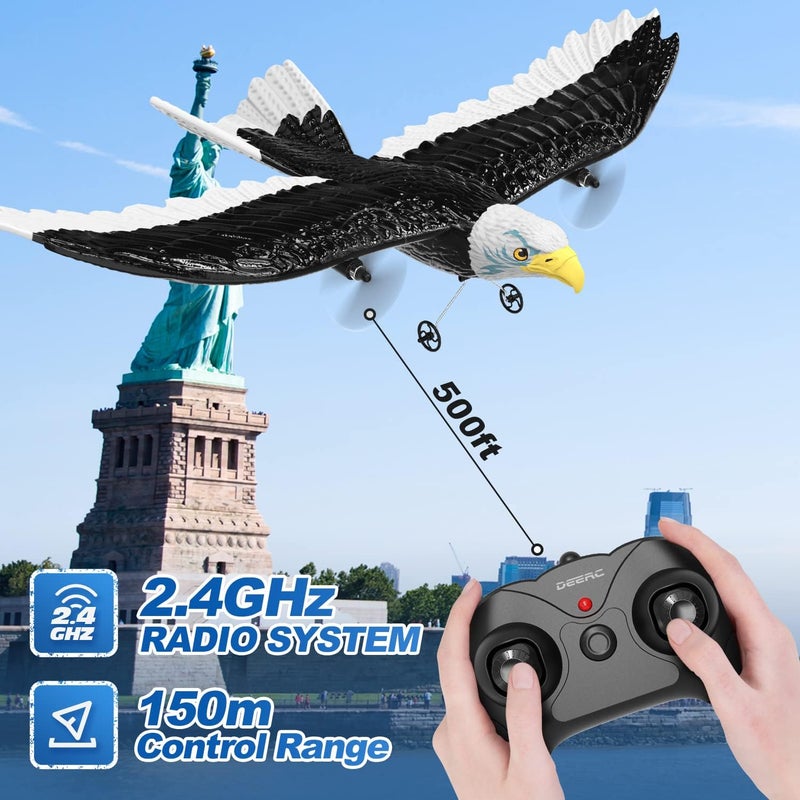 DEERC RC Plane, Remote Control Eagle Plane, RTF Airplane, 2.4GHZ 2CH Flying Bird with 2 Batteries & Propeller 6-axis Gyro Stabilizer, Easy to Fly for Beginners Adults Kids Boys - Image 5